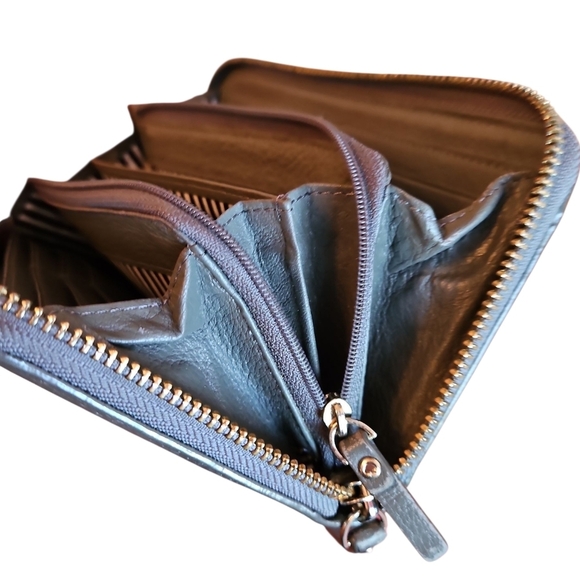 Kate Spade Accordion Style Long Leather Wallet, Vintage, Charcoal Grey - Picture 7 of 12